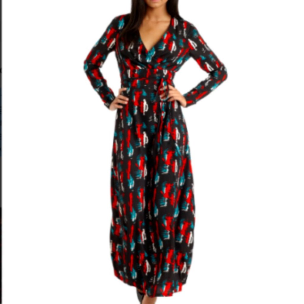 W118 by Walter Baker Black and Red Maxi Dress